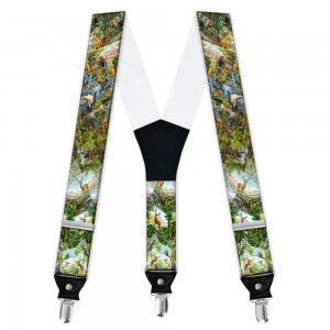 Bretele bărbați personalizate, tablou animale pădure și savană africană